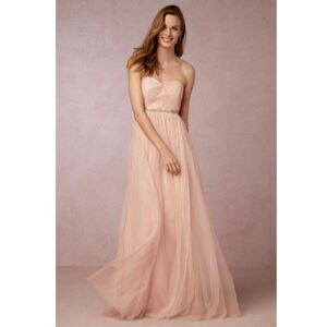 Jenny Yoo Blush Pink Convertible Annabelle Tulle Dress Maxi Gown Sz 2 Ethereal